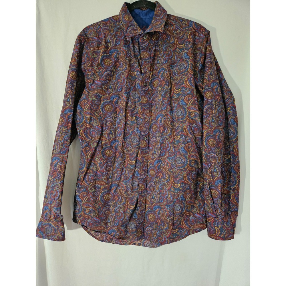 Van Heusen Medium Button Down Multi Color Paisley Long Sleeve Flip Cuff Shirt